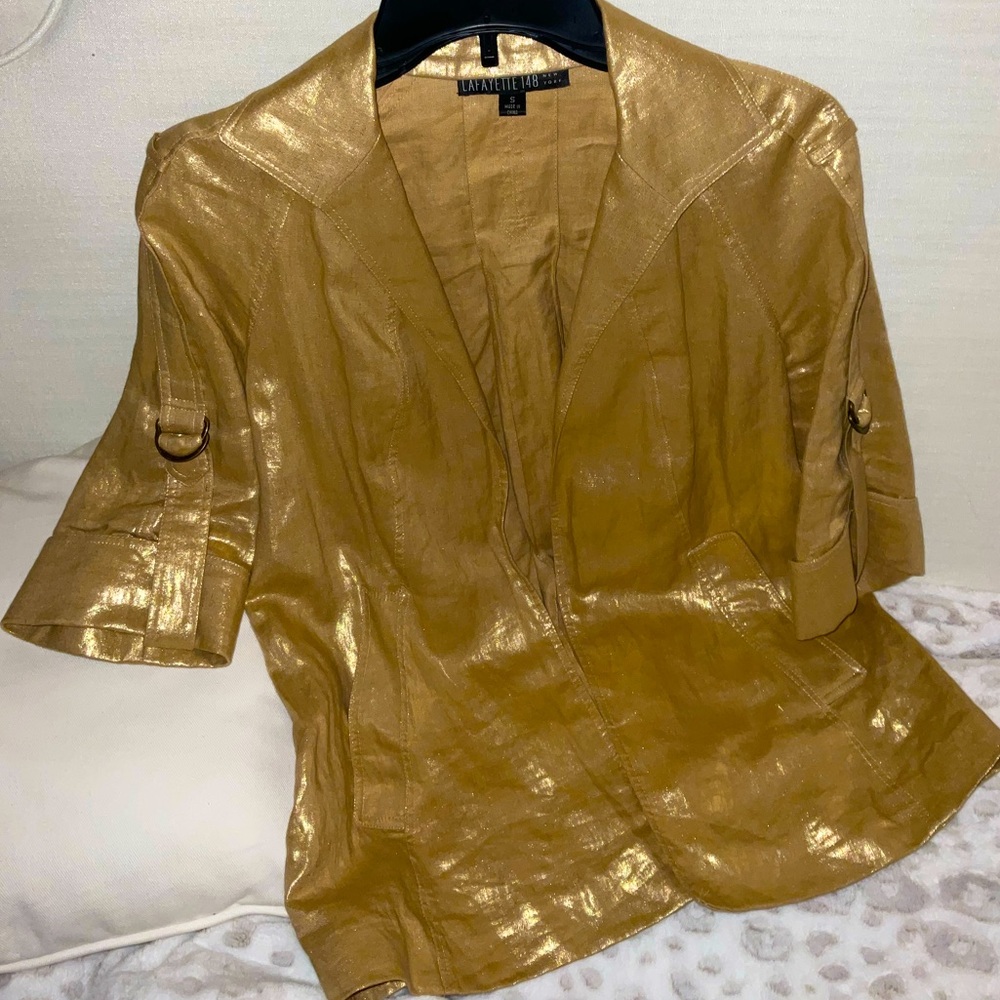 LAFAYETTE 148 NEW YORK SMALL gold blazer suit jacket